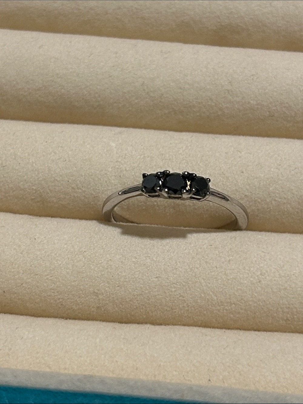 Black Diamond 3-Stone Sterling Silver Ring